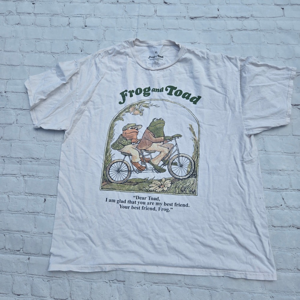 Frog and Toad Aenold Lobel Graphic T-Shirt XL Cream cottagecore gremlincore